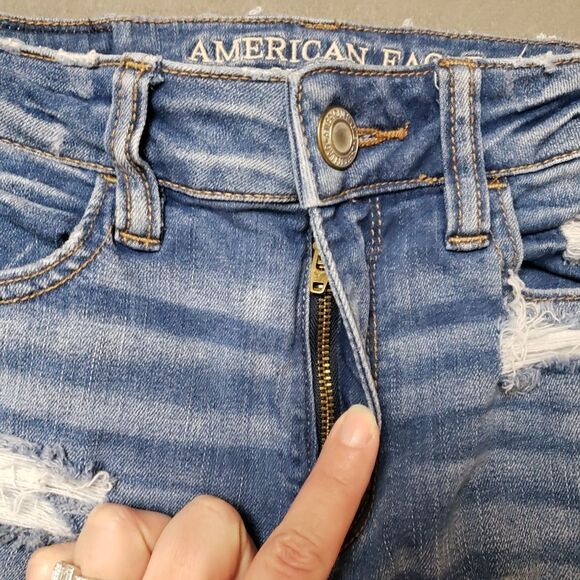 American Eagle Next Level Stretch X Size 0 Hi-Rise distressed Jegging - Picture 4 of 14